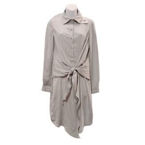 Missguided Tie Belt Shirt Dress Long Sleeve Button Front Gray Womens Size 2 NWT